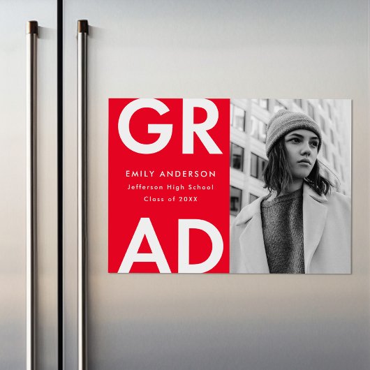 Vet Afstudeerder Rood Foto Afstuderen Magnetische Uitnodiging