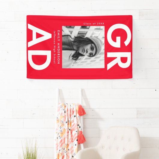 Vet Afstudeerder Rood Foto Afstuderen Spandoek (Insitu)