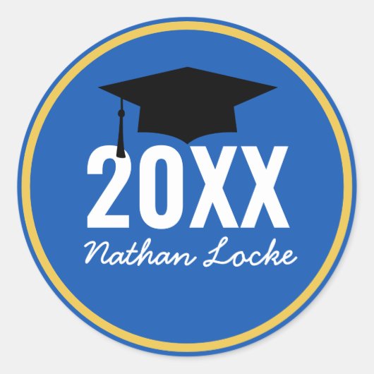 Vet Afstudeerder Royal Blue Afstuderen Ronde Sticker (Voorkant)