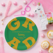 Vet AFSTUDEERDER, speciaal aangepast goud op groen Papieren Bordje (Feest)