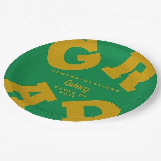 Vet AFSTUDEERDER, speciaal aangepast goud op groen Papieren Bordje (Gekanteld)