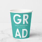 Vet Afstudeerder Turquoise Afstuderen Papieren Bekers (Achterkant)
