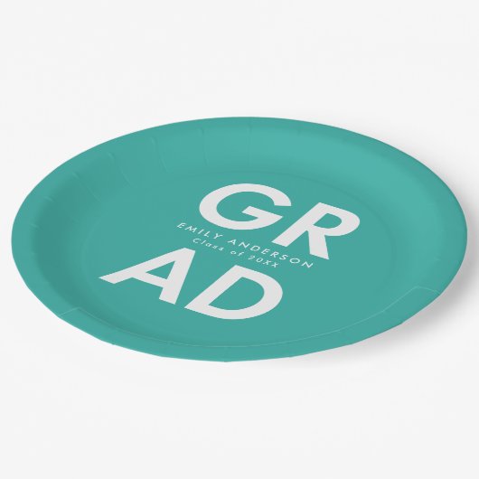 Vet Afstudeerder Turquoise Afstuderen Papieren Bordje (Gekanteld)