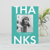 Vet Afstudeerder Turquoise Foto Afstuderen Bedankkaart (Staand voorkant)