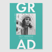 Vet Afstudeerder Turquoise Foto Afstuderen Magnetische Uitnodiging (Voorkant)