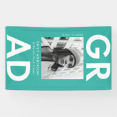 Vet Afstudeerder Turquoise Foto Afstuderen Spandoek (Horizontaal)