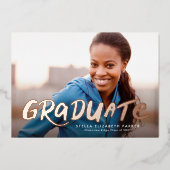 Vet afstuderen eenvoudig coole twee foto's afstude folie uitnodiging (Voorkant)