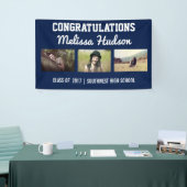 Vet Afstuderen Gefeliciteerd Drie Foto Blauw Spandoek (Beurs)