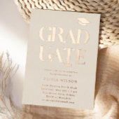 Vet Afstuderen Graduation Party Cream Folie Uitnodiging