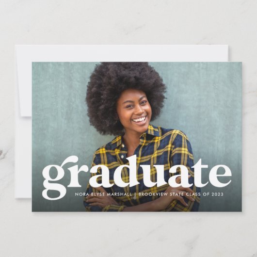 Vet afstuderen horizontale foto retro aankondiging (Voorkant)