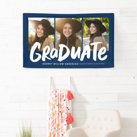 Vet afstuderen modern afstuderen met drie foto's spandoek (Insitu)