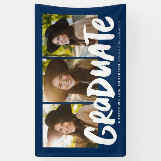 Vet afstuderen modern afstuderen met drie foto's spandoek (Verticaal)