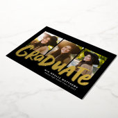 Vet afstuderen modern goud met drie foto's afstude folie uitnodiging (Gedraaid)