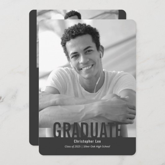 Vet Afstuderen, Modern typografie foto's afstudere Aankondiging (Voorkant / Achterkant)