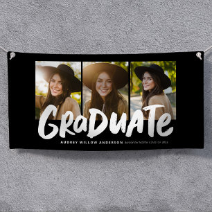Vet afstuderen moderne drie foto's zwart afstudere spandoek