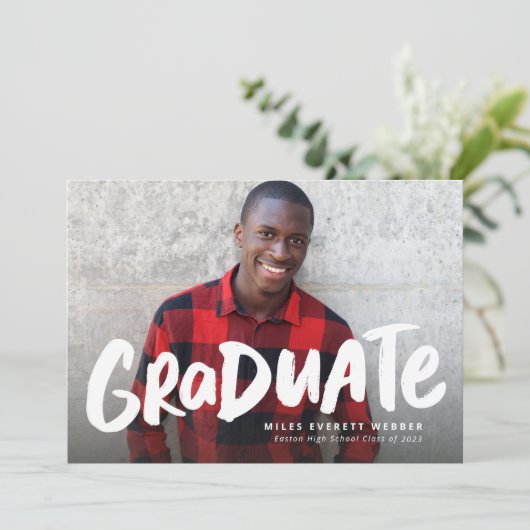 Vet afstuderen moderne trendy één foto-afstuderen aankondiging (Staand voorkant)