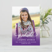 Vet Afstuderen Script Royal Paarse Afstuderen Aankondiging (Staand voorkant)