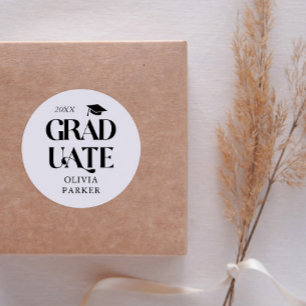 Vet Afstuderen Typografie Wit Ronde Sticker