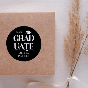 Vet Afstuderen Typografie Zwart Ronde Sticker