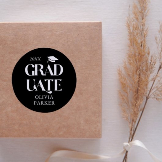 Vet Afstuderen Typografie Zwart Ronde Sticker