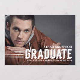 Vet Afstuderen | White Text Photo Graduparty Kaart