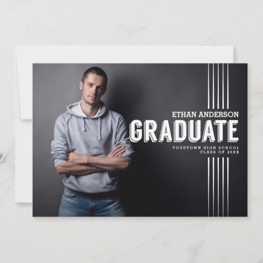 Vet Afstuderen | White Text Photo Graduparty Kaart (Voorkant)