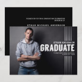 Vet Afstuderen | White Text Photo Graduparty Kaart (Voorkant / Achterkant)