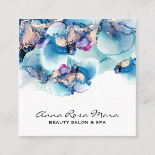 *~* Vet AP29 Turquoise Blauwgroen Gold Gilded Yumm Vierkante Visitekaartje