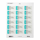 vet  aqua aquamarine blue damask patroon etiket (Full Sheet)