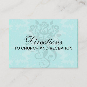 vet aqua aquamarine blue damask patroon informatiekaartje