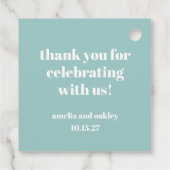 Vet Aqua Blue Retro Custom Wedding Bedankt Bedankjes Labels (Achterkant)