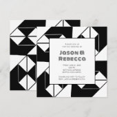 Vet Art Deco Zwart Wit Tegel Bruiloft Kaart (Voorkant / Achterkant)