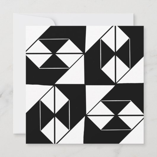 Vet Art Deco Zwart Wit Tegel Bruiloft Kaart (Achterkant)