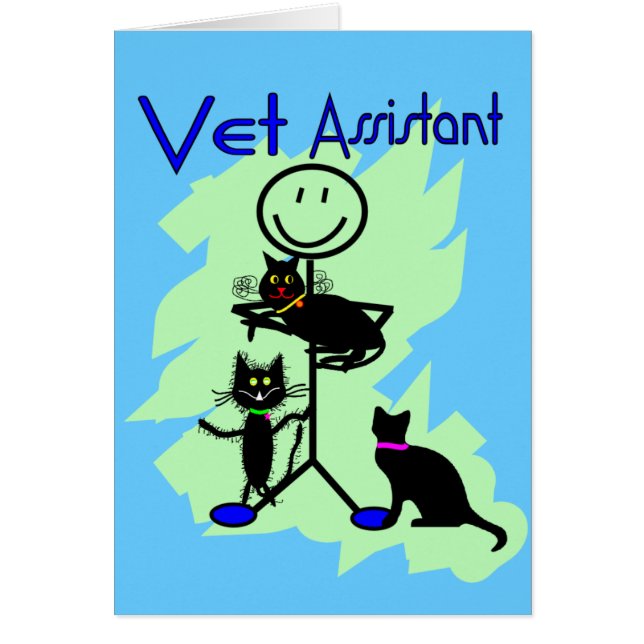 Vet Assistant-stickpersoon met zwarte katten (Voorkant)