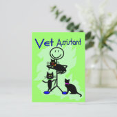 Vet Assistant-stickpersoon met zwarte katten Briefkaart (Staand voorkant)