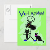 Vet Assistant-stickpersoon met zwarte katten Briefkaart (Voorkant / Achterkant)