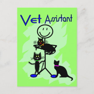 Vet Assistant-stickpersoon met zwarte katten Briefkaart