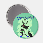Vet Assistant-stickpersoon met zwarte katten Magneet (Voorkant / Achterkant)