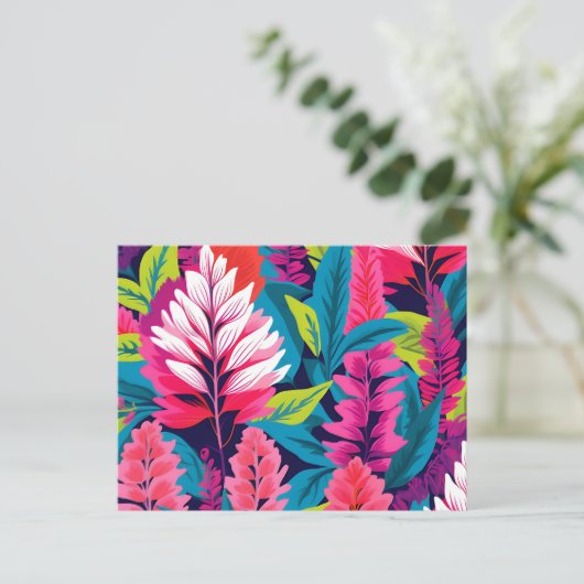 Vet Astilbe Bloemen Pop Art Pattern Briefkaart (Staand voorkant)