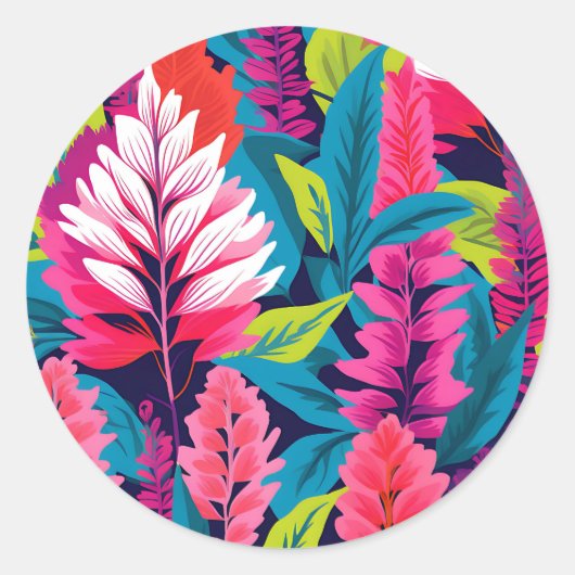 Vet Astilbe Bloemen Pop Art Pattern Ronde Sticker (Voorkant)
