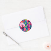 Vet Astilbe Bloemen Pop Art Pattern Ronde Sticker (Envelop)