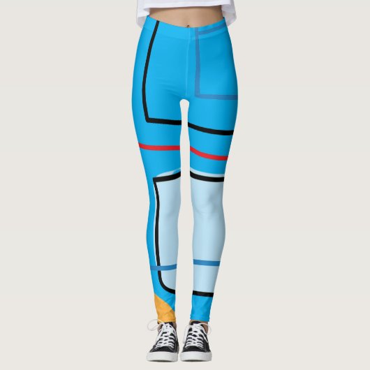 Vet Azure Blue Abstract Print Leggings (Voorkant)