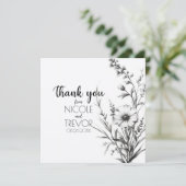 Vet B&W Wildflower Bedankkaart (Staand voorkant)