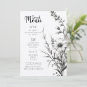Vet B&W Wildflower Drink Menu (Staand voorkant)
