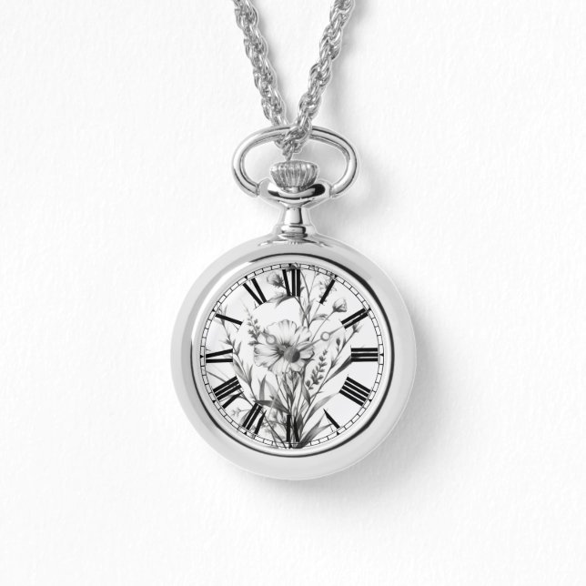 Vet B&W Wildflower Horloge (Voorkant)