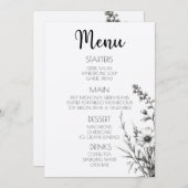 Vet B&W Wildflower Menu (Voorkant / Achterkant)