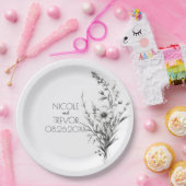 Vet B&W Wildflower Papieren Bordje (Feest)