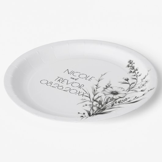 Vet B&W Wildflower Papieren Bordje (Gekanteld)