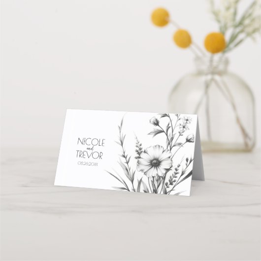 Vet B&W Wildflower Plaatskaartje (Achterkant)