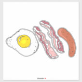Vet bakken Ei Bacon Worst Ontbijt Voedsel Sticker (Vel)
